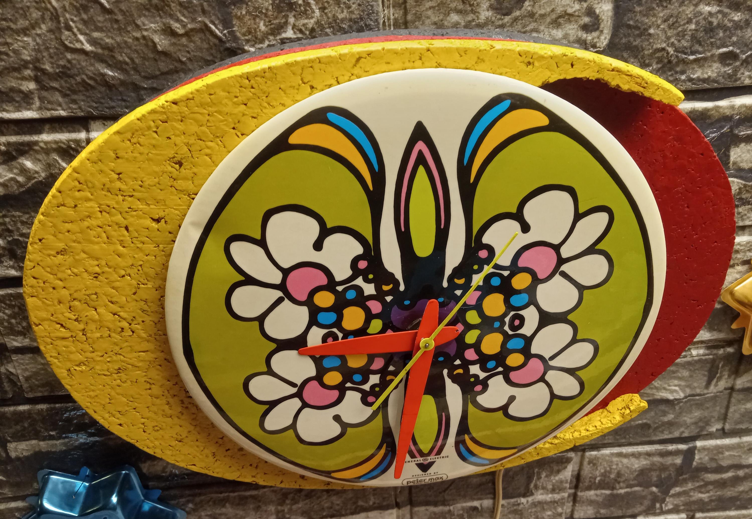 Peter Max 60's Era GE Analog Wall Clock, P Max's Artistic Eye