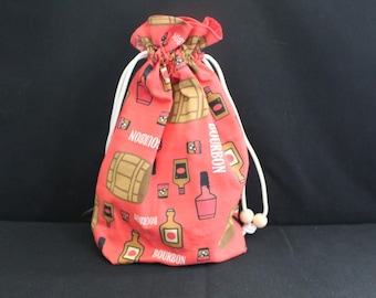 Beer, Bourbon or Whiskey themed drawstring bag.
