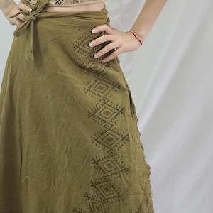 Hand Block Printed Cotton Wrap Skirt: Bohemian Festival Style