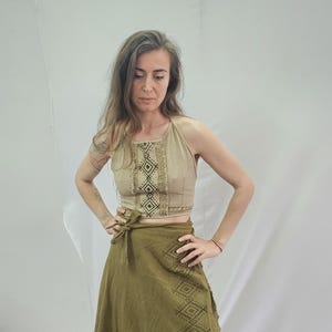 Boho Halter Top: Raw Cotton Block Print, Festival Pixie Style