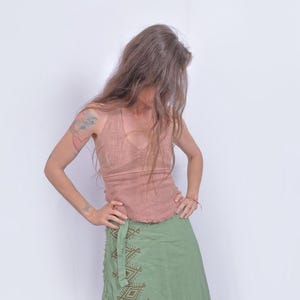 Hand Block Printed Cotton Wrap Skirt: Bohemian Festival Style
