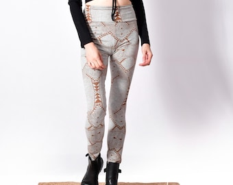 Leggings de yoga tribales: algodón bohemio chic con estampado indio hecho a mano