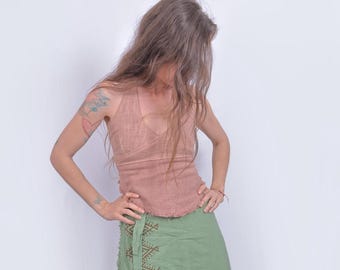 Hand Block Printed Cotton Wrap Skirt: Bohemian Festival Style