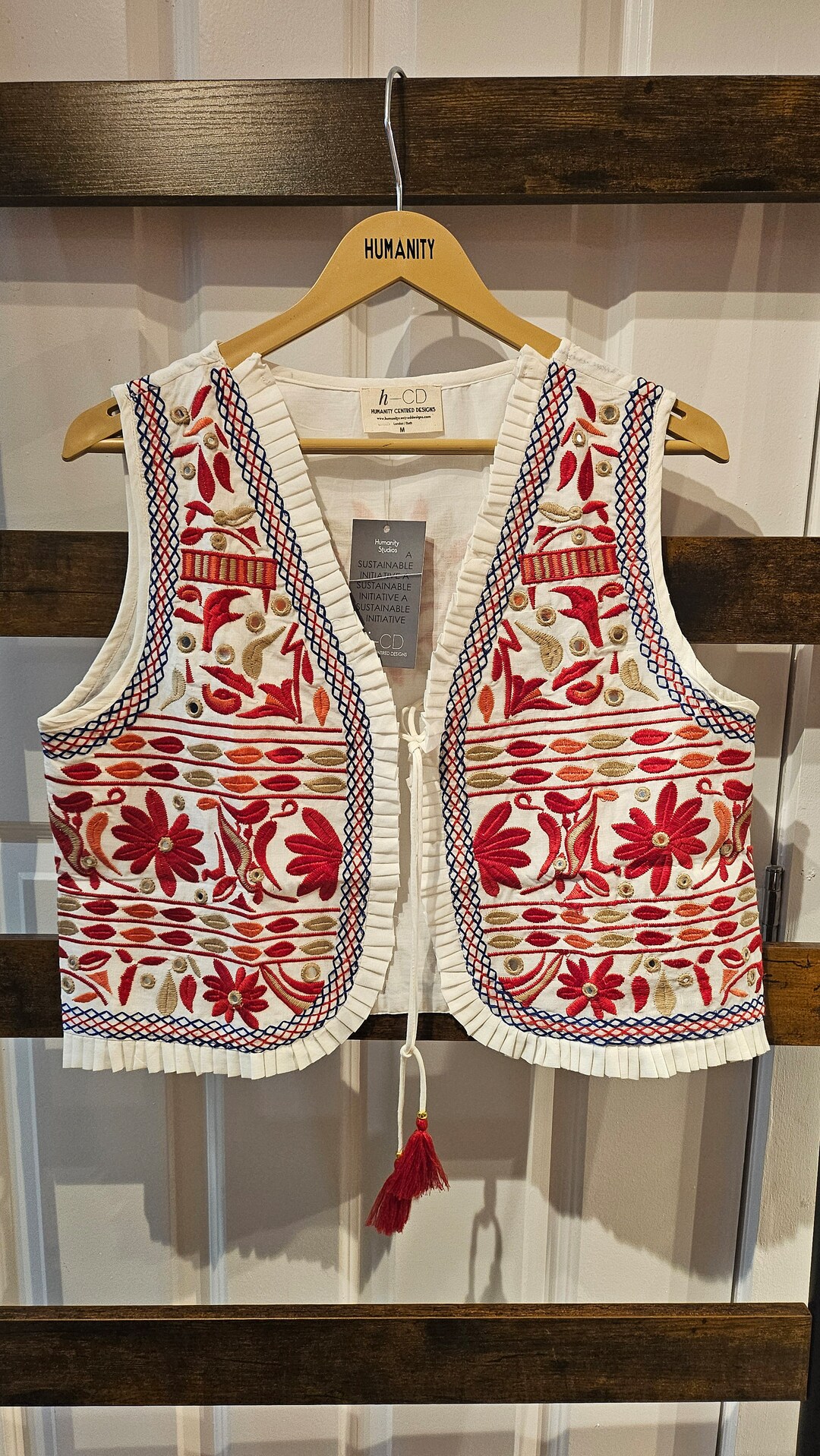 Boho Solid Eyelet Trim Buttoned Sweater Vest main image 0