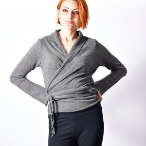 Boho Cotton Knit Cardigan: Pixie Hood Wrap Jacket