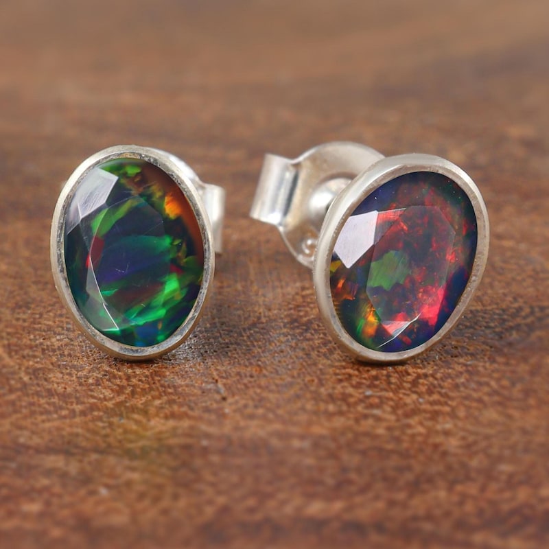 Round White Fire Opal Earring Dangling/sterling Silver/ Genuine 925/ Dangle Earring/made in USA