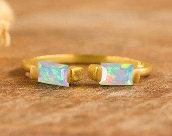 White fire Ethiopian opal ring for women, natural fire opal jewelry, AAA Ethiopian opal ring, October birthstone, Minimalist ring for her