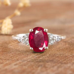 Natural red ruby wedding ring for women, women ring, Oval ruby ring, 925 Sterling silver ring, July birthstone, ring for her, gift for her