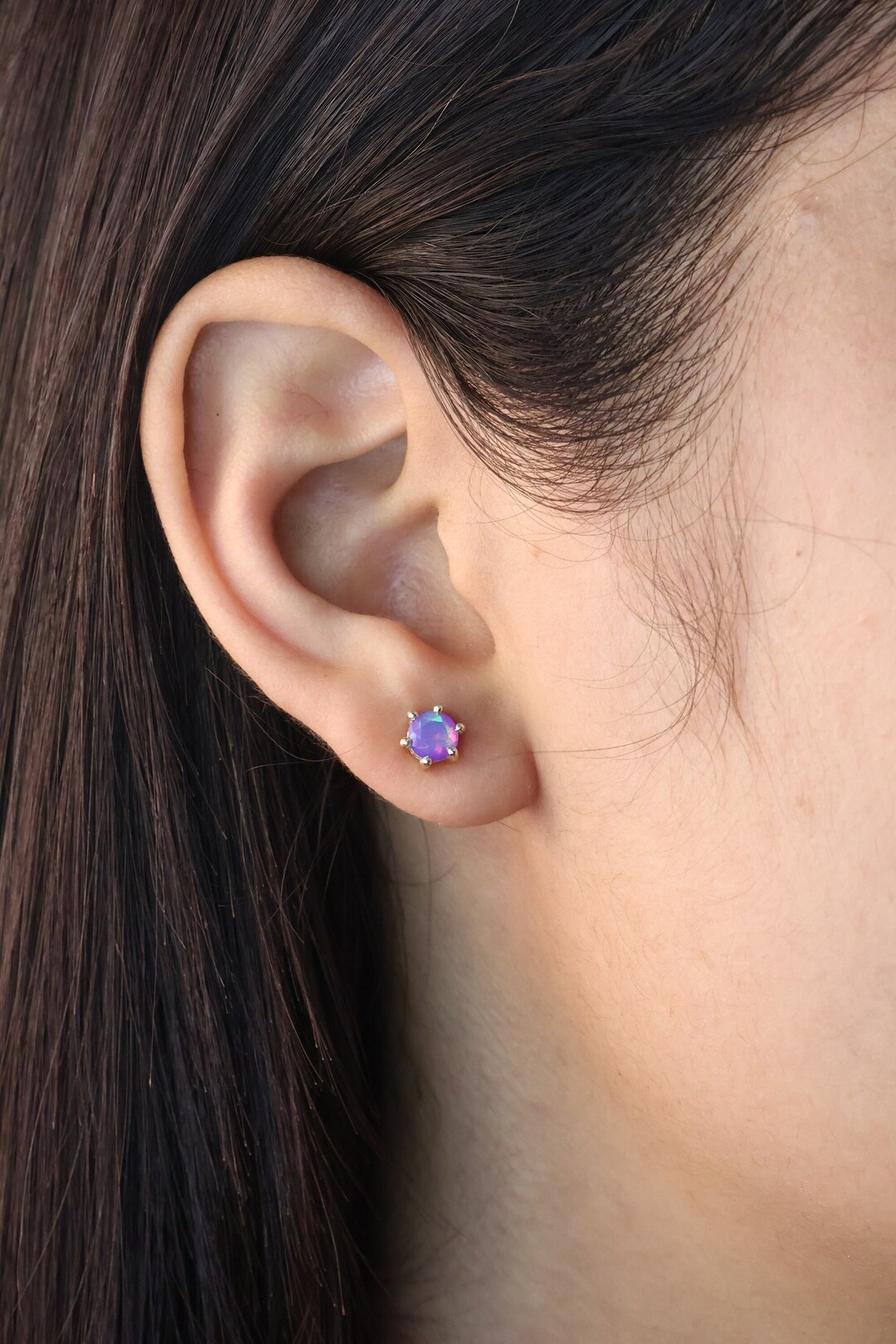 Davie Stud Earrings in Lavender Opal