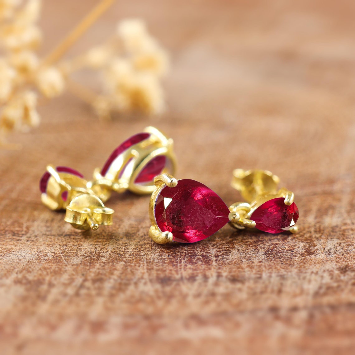 Ruby Earrings for Women, Natural Ruby Earrings, Stud Earrings, Drop ...