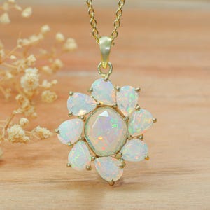 Ethiopian Opal Pendant Necklace: 18K Gold Filled, October Birthstone