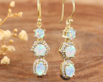 AAA Ethiopian Opal Earrings: 925 Sterling Silver, 14K Gold Filled