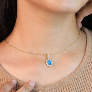 Blue fire Ethiopian opal pendant necklace for women, fire opal jewelry, oval opal minimalist pendant necklace, AAA Ethiopian opal necklace