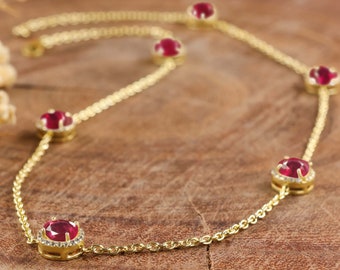 Natural Ruby pendant necklace, July birthstone, AAA Ruby pendant necklace, Necklace for her, Genuine ruby pendant necklace, Gift for her