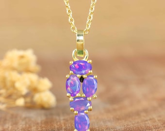 AAA Ethiopian opal pendant necklace, fire opal jewelry, October birthstone, Minimalist necklace, Pendant necklace, October birthstone