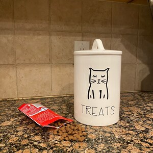 Cat Treat Container, Cat Treat Container Handmade, Housewarming gift for cat lovers, Cat lover treat container, Holiday gift for pet owner image 2