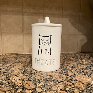 Cat Treat Container, Cat Treat Container Handmade, Housewarming gift for cat lovers, Cat lover treat container, Holiday gift for pet owner