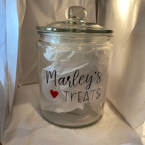 Personalized gift for dog owners, Treat Jar for dogs, Paw Print Container, Dog mom gift, Glass Container with lid, Holiday gift for pet