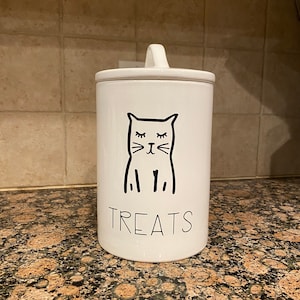 Cat Treat Container, Cat Treat Container Handmade, Housewarming gift for cat lovers, Cat lover treat container, Holiday gift for pet owner image 3