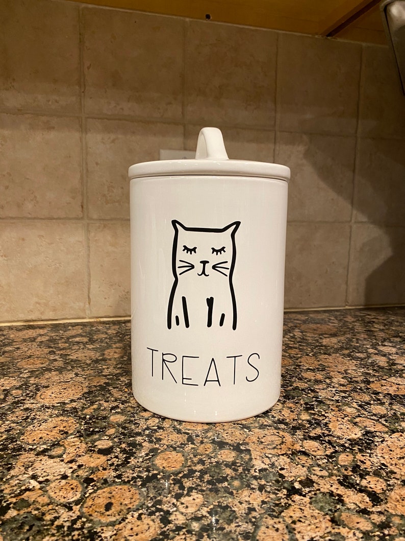 Cat Treat Container, Cat Treat Container Handmade, Housewarming gift for cat lovers, Cat lover treat container, Holiday gift for pet owner image 3