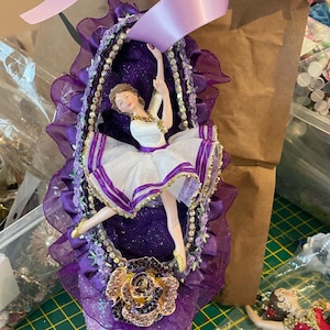 Nutcracker Party Girl Pointe Shoe: Ballerina Ornament, Repurposed Ballet Shoe