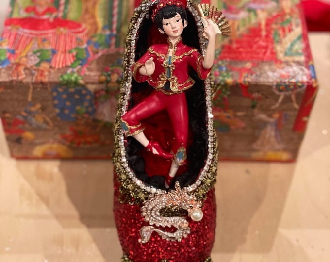 NUTCRACKER CHINESE TEA Custom Designed and Repurposed Pointe Shoe - Custom Designed for Your Beautiful Ballerina!