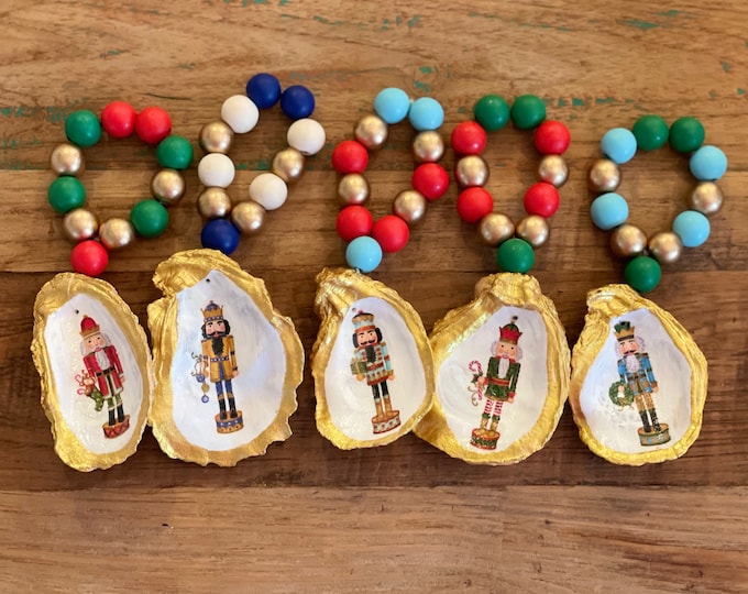 Set of Nutcracker Soldier Oyster Shell Napkin Rings