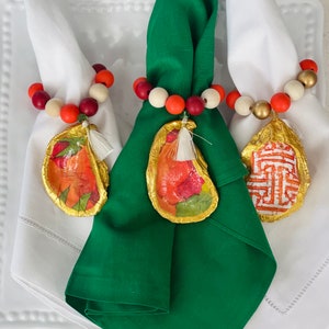 MONOGRAMMED - Set of Fall Thanksgiving Oyster Shell Napkin Rings