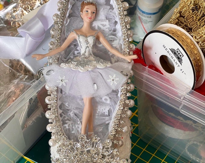 NUTCRACKER SNOW QUEEN Custom Designed and Repurposed Pointe Shoe - Custom Designed for Your Beautiful Ballerina!