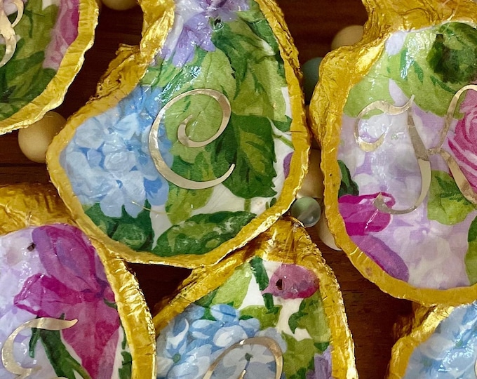 Monogrammed Oyster Shell Ring Dish - 3-4”
