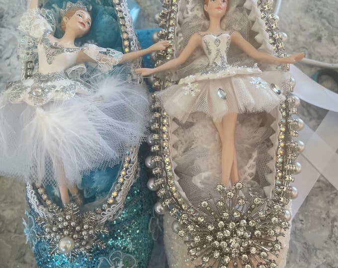 NUTCRACKER SNOW WALTZ Custom Designed and Repurposed Pointe Shoe - Custom Designed for Your Beautiful Ballerina!