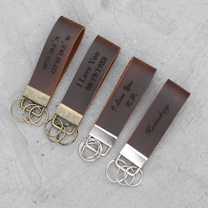 Personalized Leather Keychain,Custom Leather Keychain,Monogrammed Keychain,key fob,Coordinates Key Ring, Latitude Longitude GPS Key Fob