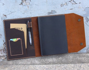 Personalized leather composition notebook book cover case,Leather Journal Refillable, vintage Journal cover ,Leather notebook with Pen Loop