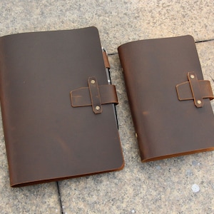 Caderno de couro com 6 argolas, Agenda personalizada A5/A6 organizadora de couro, Caderno de argolas A5, Caderno de diário de viagem, Caderno reutilizável