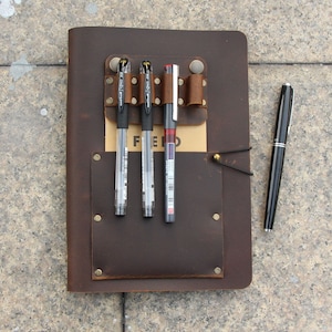 Personalized A5 / A6 6 ring Leather Journal ,Vintage A5 Size Leather refillable binder notebook portfolio,Genuine Leather binder Diary