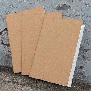 Ricarica per diario A5 210 x 140 mm, 64 pagine, ricarica A5, quaderno con copertina in carta kraft, inserti per quaderno, quaderno da disegno, pagine bianche a righe