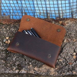 Personalized distressed leather pencil pouch,Leather pencil case,Pen case,Brown pencil holder,Pen holder,Pencil pouch,personalized gift