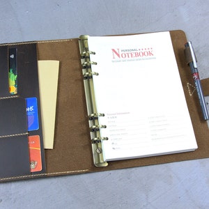 Pasta de planejador recarregável de couro A5 personalizada, recarregável de 6 argolas, diário de couro. Caderno de couro, diário de viagem, caderno de couro