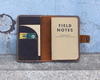 Travelers Notebook Cover, Personalisierte Lederhülle für Taschengröße Feldnotizen Notizbuch, Refillable 3.5"x5.5" Field Notes Cover Refillable