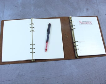 Second ring mechanism notebook,Personalized A5 Leather binder notebook,Binder ring notebook A5,Leather Reusable notebook,Leather journal