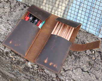 Astuccio portapenne in pelle fatto a mano: astuccio portapenne