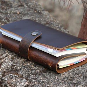 Caderno personalizado A6 com mecanismo de segundo anel, fichário de couro A6 recarregável, caderno de fichário de 6 argolas, caderno de desenho, diário de viagem