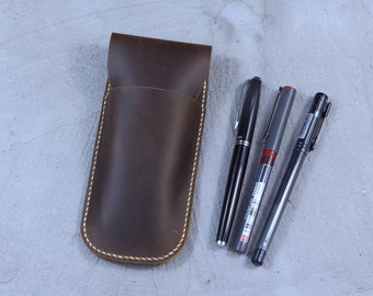 Leather Pen Case,Personalized Leather Pen Pouch,Fountain pen case, leather pen holder,Leather pencil case,personalized gift,gift for him