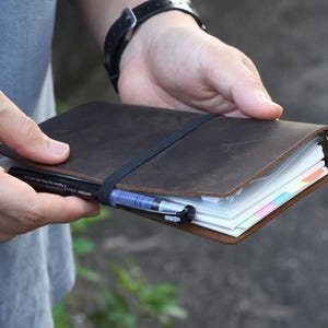 A6 Leather Travel Journal,6-ring binder notebook,Unique refill planner binder sketchbook,Distressed brown leather refillable notebook
