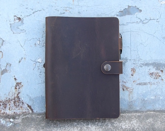 Personalized A5/A6 Leather Organizer Agenda,Travel journal binder, Leather 6-ring binder notebook,Binder ring notebook A5,Reusable notebook