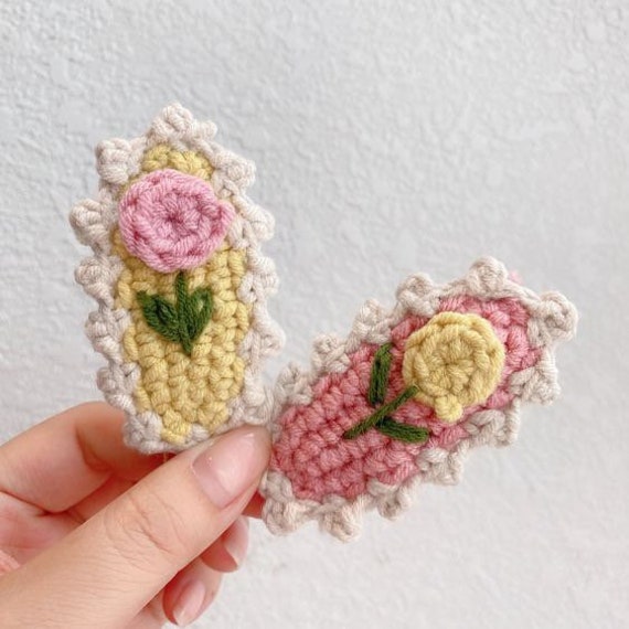 Crochet Flower Hair Clips | Etsy