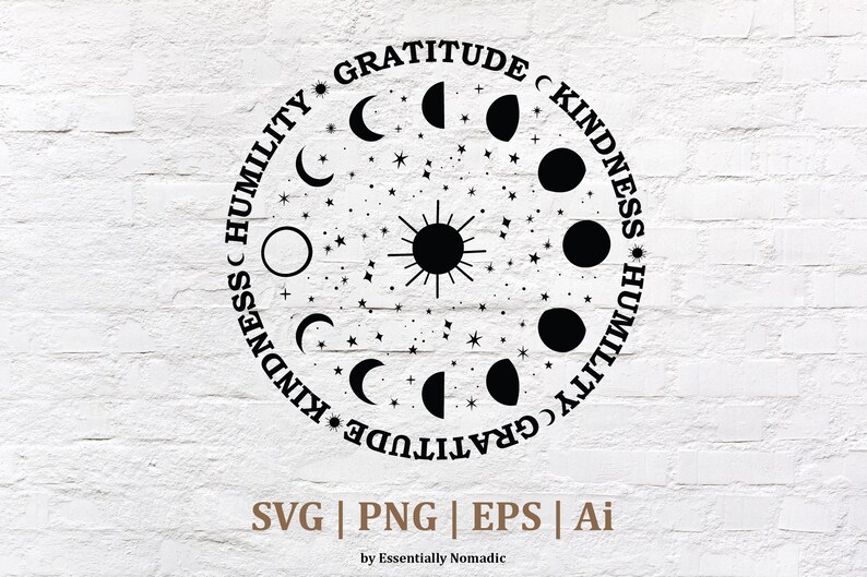 Download Moon Phases Clipart Svg Png File Celestial Sun Moon | Etsy
