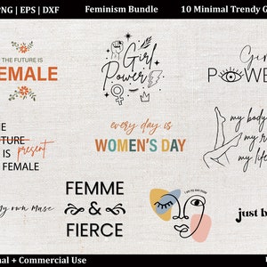 Feministisches SVG Bündel, Starke Frau Tshirt Inspirational Zitat Girl Power svg,Future is female tshirt svg bundle, Cricut svg png