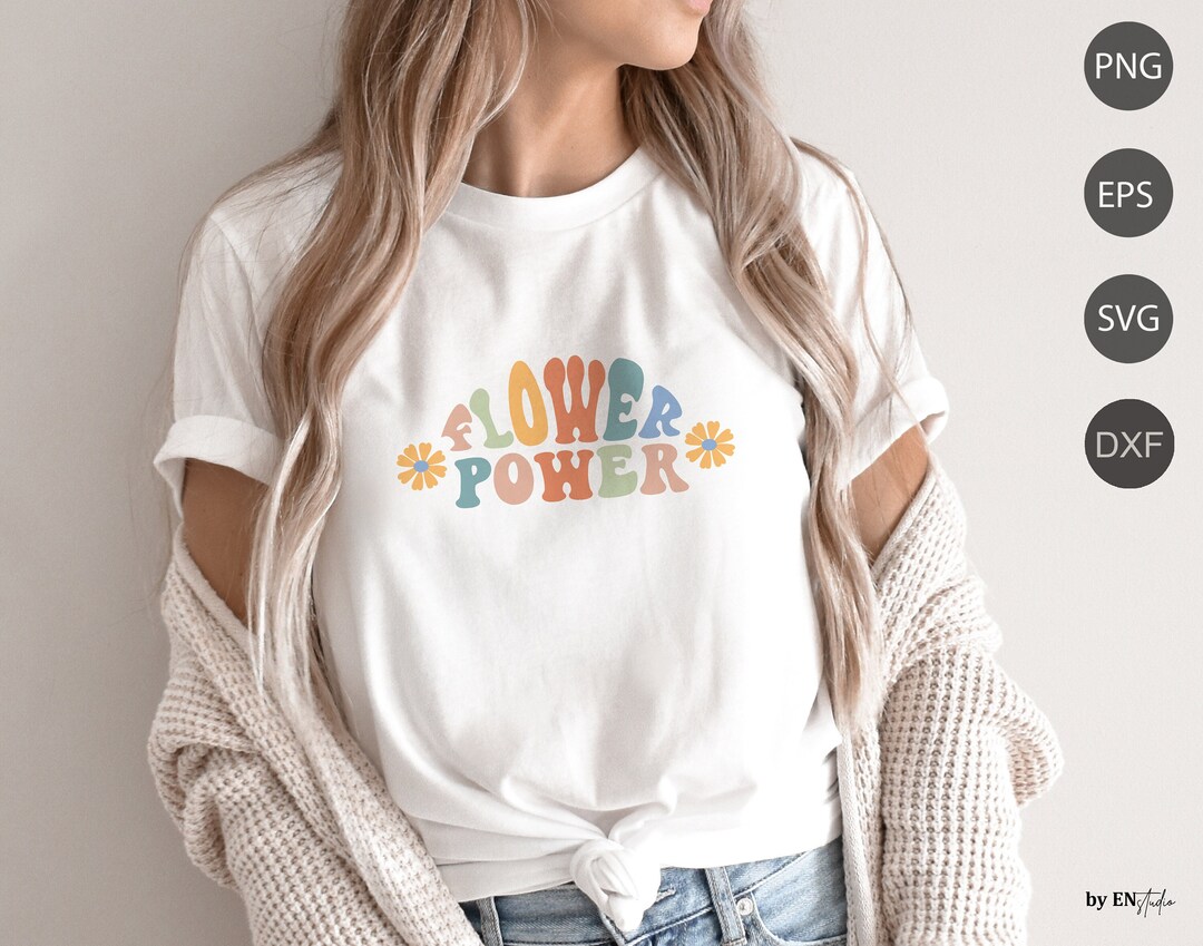 Flower Power SVG File, Retro Svg for Tshirt Mug Design, Colorful Retro ...