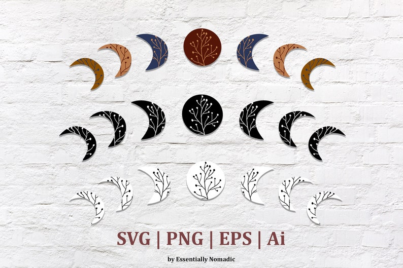 Download Floral Moon Phases Clipart Svg Png FileMinimal Moon | Etsy